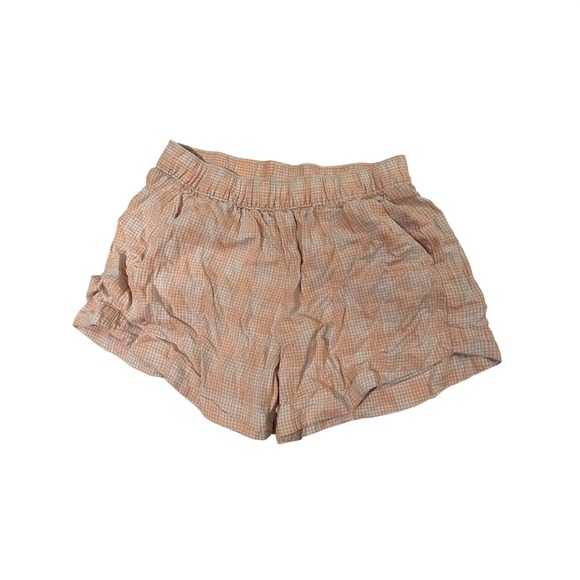Patagonia Pants - Patagonia Island Hemp Shorts Womens Medium Orange White Gingham Plaid Elastic